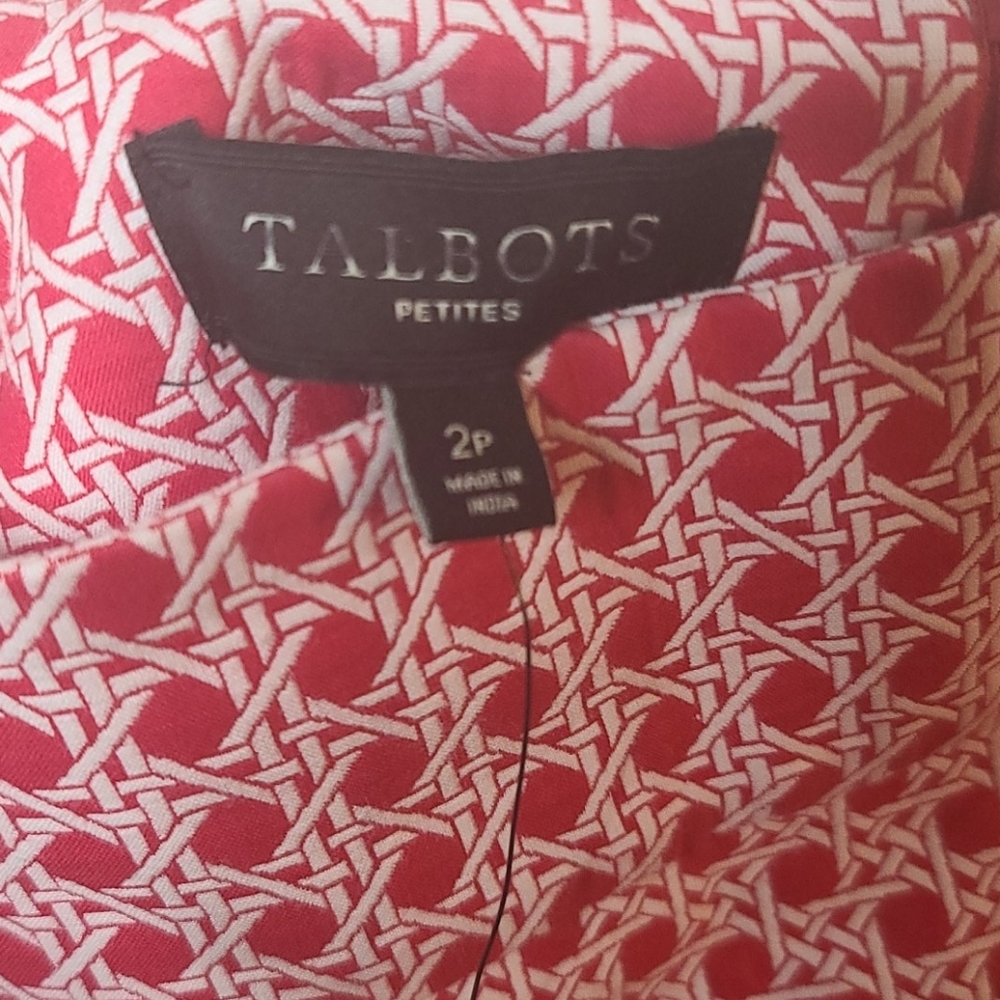 NWT Talbots A-line red white skirt sz 2P petite - Picture 4 of 5